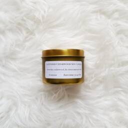 Lavender Cedarwood Soy Candle, Vegan All Natural Travel Man Gift For Him, Musky Birthday - thumbnail 3
