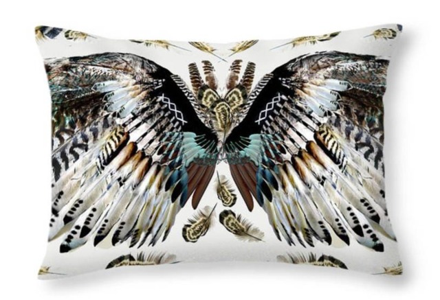 Wings Throw Pillow, Boho Festival Cushion, Cotton, 20x14Inches, With Or Without Insert