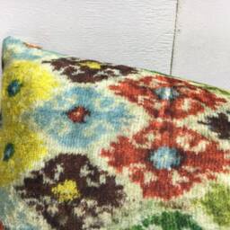 Silk Ikat Lumbar Pillow Cover, Handwoven Accent Cushion - 10x24 - thumbnail 3