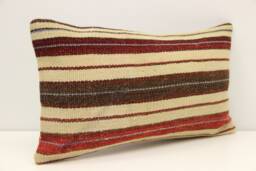Vintage Turkish Kilim Pillow Cover, 12x20 Lumbar - thumbnail 1