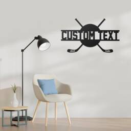 Personalized Ice Hockey Metal Wall With Led, Player Custom Name Sign, Sign Decor For Room, Indoor Sports Hanging - thumbnail 2