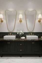 Brass Bathroom Mirror - Curved Modern Vanity - thumbnail 1