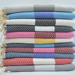"White & Black Towel, 100cmx160cm, Herringbone Towel, Ultra Soft Towel, Turkish Towel, Spa Towel, Bath Towel, 40""x63" - thumbnail 4