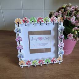 Colourful Wooden Tree Button Square Photo Frame 6 X Inches - thumbnail 4