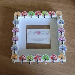 Colourful Wooden Tree Button Square Photo Frame 6 X Inches - thumbnail 2