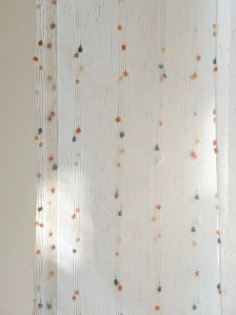 Pompom Linen Sheer Curtain, 4 Colors, Kids Room Nursery Custom Curtain Panel, For Bedroom & Livingroom, 1Pc - image 1