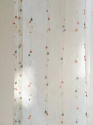 Pompom Linen Sheer Curtain, 4 Colors, Kids Room Nursery Custom Curtain Panel, For Bedroom & Livingroom, 1Pc - thumbnail 1
