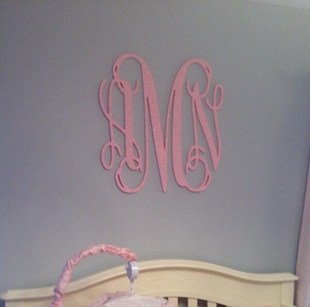 Wood Monogram, Glittered Wooden Wall Nursery Monogram, Home Decor, Wedding Decor