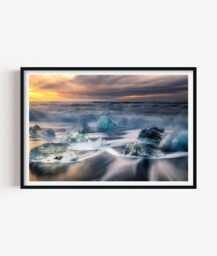 Diamond Beach Iceland Print, Glacier Ice Photography Wall Art, Nordic Coastal Decor - thumbnail 1