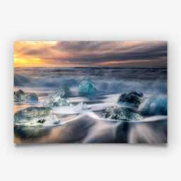 Diamond Beach Iceland Print, Glacier Ice Photography Wall Art, Nordic Coastal Decor - thumbnail 3