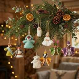 Woodland Nativity Set Handmade Needle Felted Christmas Ornaments