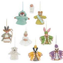 Woodland Nativity Set Handmade Needle Felted Christmas Ornaments - thumbnail 2