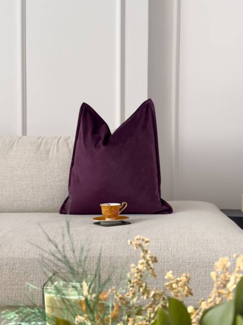 Velvet Aubergine Throw Pillow Cover Decorative Deep Purple Cushion - All Sizes - image 1