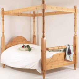 Solid Pine Classic Style Four Poster Bed With Rail End - 3Ft-6Ft Available