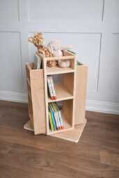 Standard Rotating Bookcase - Montessori Bookshelf Kids Toy Storage Nursery Furniture Baby Room Organizer Sustainable Hardwood