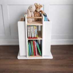 Standard Rotating Bookcase - Montessori Bookshelf Kids Toy Storage Nursery Furniture Baby Room Organizer Sustainable Hardwood - thumbnail 3