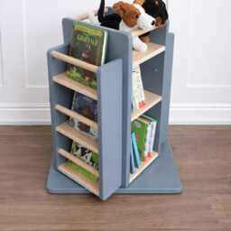 Standard Rotating Bookcase - Montessori Bookshelf Kids Toy Storage Nursery Furniture Baby Room Organizer Sustainable Hardwood - thumbnail 2