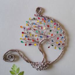 Tree Of Life Decoration. Light Brown Aluminium Wire. Handmade. Original Gift. Nature. Gift For Her. Celtic. Boho - thumbnail 2