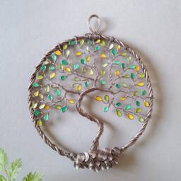 Tree Of Life Decoration. Light Brown Aluminium Wire. Handmade. Original Gift. Nature. Gift For Her. Celtic. Boho - thumbnail 3