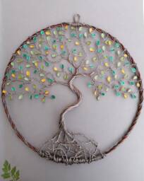 Tree Of Life Decoration. Light Brown Aluminium Wire. Handmade. Original Gift. Nature. Gift For Her. Celtic. Boho - thumbnail 1