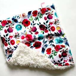 Dream Lovie. Security Blanket. Personalized Lovey. Faux Fur Floral Baby Mini Minky Shower Gift - thumbnail 3