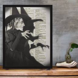Wicked Witch Dictionary Art Print, Wizard Of Oz Halloween Decor Printed On An Upcycled 1897 Page, Party Decor, Black Gothic - thumbnail 3