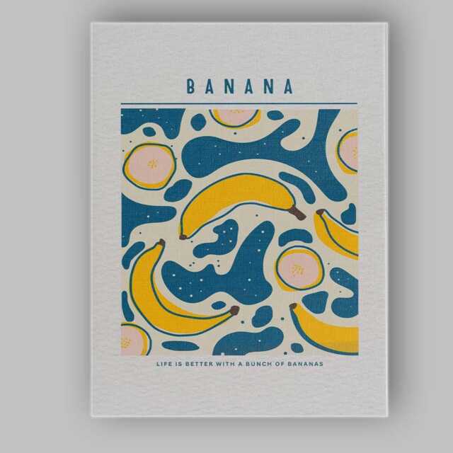 Modern Banana Abstract Fruit Pattern Kitchen Canvas Wall Art Print Decor Picture Ready To Hang - image 1