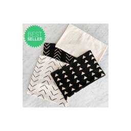 Authentic Mudcloth Pillow Cover Set, Black & White Geometric Pillows, Set Of 4 - thumbnail 1