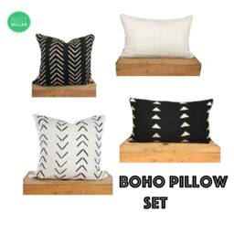 Authentic Mudcloth Pillow Cover Set, Black & White Geometric Pillows, Set Of 4 - thumbnail 2