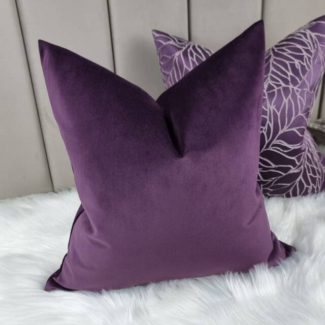 Luxury Velvet Cushion Cover Purple Aubergine Colourway, Soft Velvet Cushion Cover - image 1