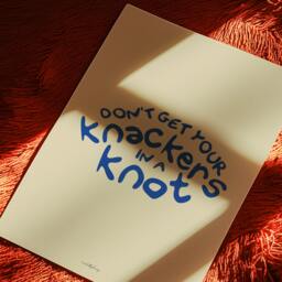 Don't Get Your Knackers in A Knot Wall Art Print - Funny Vibrant Minimalistic Swearing Poster - thumbnail 2