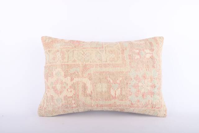 16x24 Turkish Kilim Pillow Embroidered Wool Lumbar Cushion - image 1
