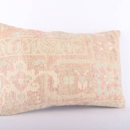 16x24 Turkish Kilim Pillow Embroidered Wool Lumbar Cushion - thumbnail 2