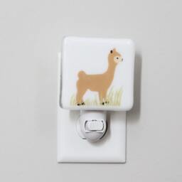 Llama Fused Glass Nightlight - Nursery Baby Shower Gift Kids Gender Neutral Modern Alpaca - thumbnail 1
