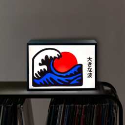 Japanese Wave Lightbox Retro Ocean Led Desk Lamp, 3D Printed Wall Art Japan Decor - thumbnail 3
