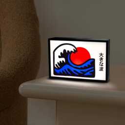 Japanese Wave Lightbox Retro Ocean Led Desk Lamp, 3D Printed Wall Art Japan Decor - thumbnail 2