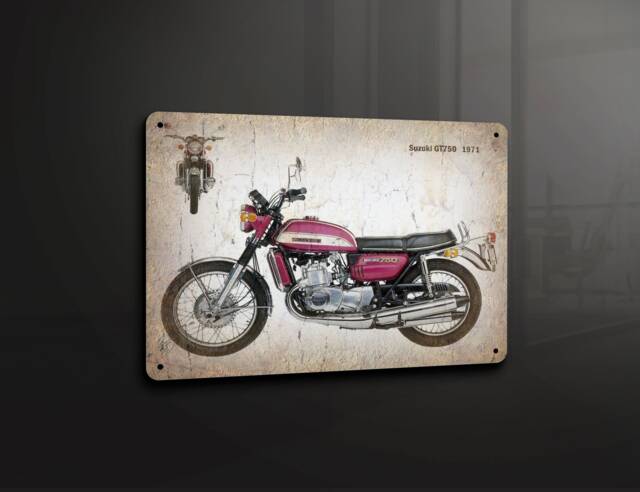 Suzuki Motorcycle Motorbike Gt750 - Metal Sign Plaque Wall Art Decor Signage