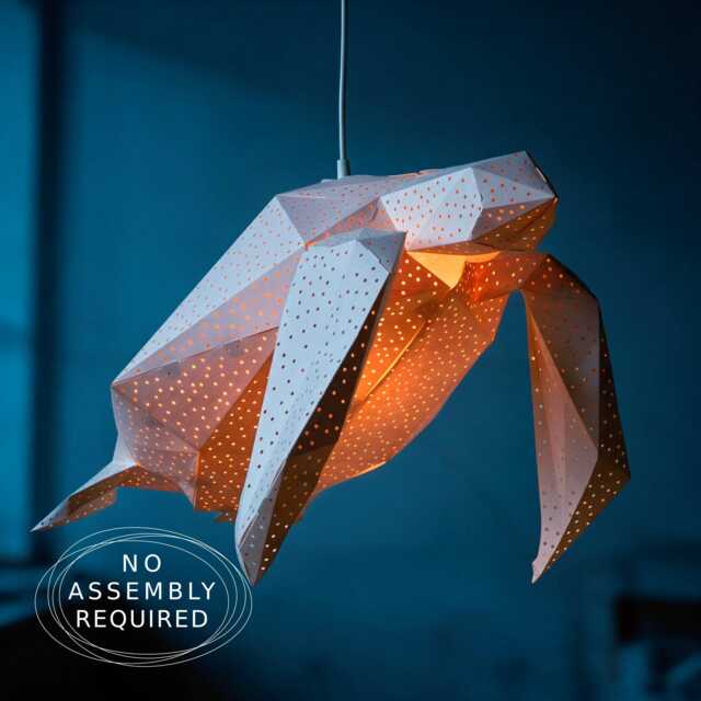 Sea Turtle Origami Lamp - Handmade Paper Pendant Light Nursery & Kids Room Lighting Modern Ocean Decor - image 1