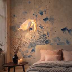 Sea Turtle Origami Lamp - Handmade Paper Pendant Light Nursery & Kids Room Lighting Modern Ocean Decor - thumbnail 4