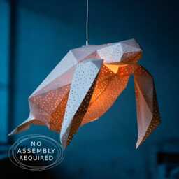 Sea Turtle Origami Lamp - Handmade Paper Pendant Light Nursery & Kids Room Lighting Modern Ocean Decor - thumbnail 1