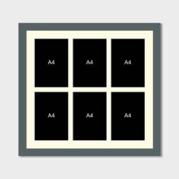 Large Multi Photo Frames - Holds 6 A4 Certificates/Photos 40mm Dark Grey Wood Frame - thumbnail 2