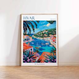 Hvar Croatia Travel Poster Coastal European Wall Art - thumbnail 3