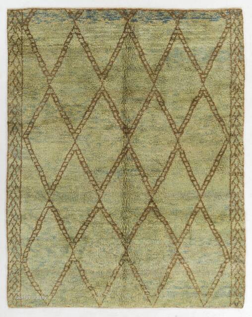 Handmade Beni Ourain Rug Moroccan Berber Wool Rug, Brown Diamond Design - image 1