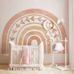 Neutral Boho Rainbow Wall Decals Removable Peel & Stick Nursery Art - Kids Playroom Decor, Gift For Baby Shower - thumbnail 2