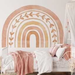 Neutral Boho Rainbow Wall Decals Removable Peel & Stick Nursery Art - Kids Playroom Decor, Gift For Baby Shower - thumbnail 1