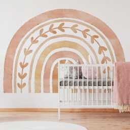 Neutral Boho Rainbow Wall Decals Removable Peel & Stick Nursery Art - Kids Playroom Decor, Gift For Baby Shower - thumbnail 4