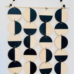 Extra Large Black Geometric Wall Hanging Scandinavian Wood Art - thumbnail 2