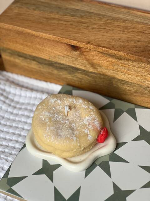 Jam Doughnut Candle - Decorative Handmade Novelty Unique Food Lookalike Gifts Soy Wax - image 1