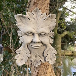 Reconstituted Stone Garden Smiling Green Man Wall Plaque - thumbnail 3