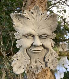 Reconstituted Stone Garden Smiling Green Man Wall Plaque - thumbnail 1